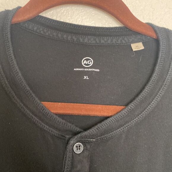 Adriano Goldschmeid Men’s Black Long Sleeves Henley Size XL. Made in USA - Picture 2 of 4